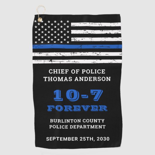 Pensioneringscadeau van politie, speciaal voor de  golfhanddoek (Voorkant)