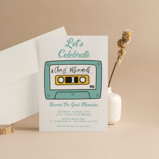 pensioneringsfeestuitnodiging leuk retro Uitnodigi Kaart