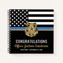 Pensioneringsgast van politie-Thin Blue Line Notitieboek