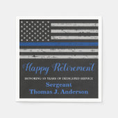 Pensioneringspartij bij de politie met blauwe lijn servet (Voorkant)