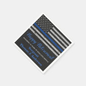 Pensioneringspartij bij de politie met blauwe lijn servet (Hoek)