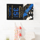 Pensioneringspartij bij de politie met blauwe lijn spandoek (Insitu)