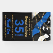 Pensioneringspartij bij de politie met blauwe lijn spandoek (Horizontaal)