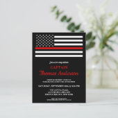 Pensioneringspartij met moderne dunne rode lijn uitnodiging briefkaart (Staand voorkant)