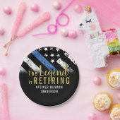 Pensioneringspartij politie Thin Blue Line Papieren Bordje (Feest)