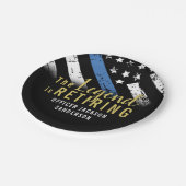 Pensioneringspartij politie Thin Blue Line Papieren Bordje (Gekanteld)