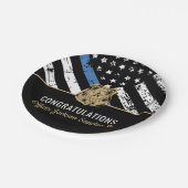 Pensioneringspartij politie Thin Blue Line Papieren Bordje (Gekanteld)