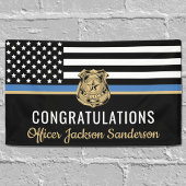 Pensioneringspartij politie Thin Blue Line Spandoek