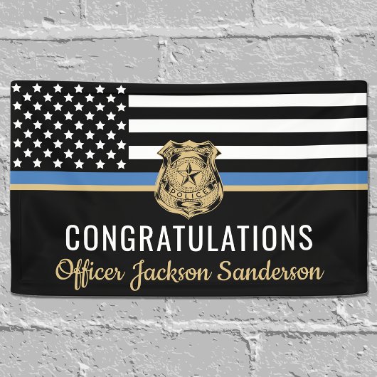 Pensioneringspartij politie Thin Blue Line Spandoek