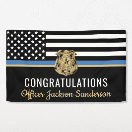 Pensioneringspartij politie Thin Blue Line Spandoek