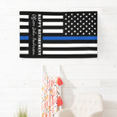 Pensioneringspartij politie Thin Blue Line Spandoek (Insitu)