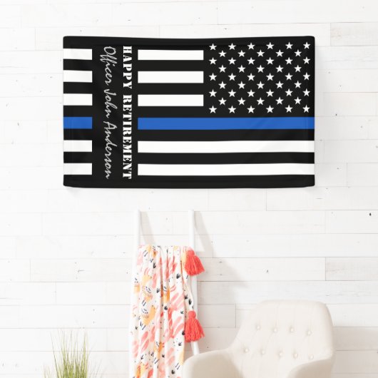 Pensioneringspartij politie Thin Blue Line Spandoek (Insitu)