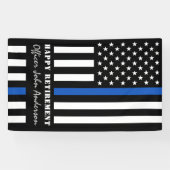 Pensioneringspartij politie Thin Blue Line Spandoek (Horizontaal)