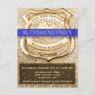 Pensioneringspartij voor politiefunctionarissen uitnodiging briefkaart