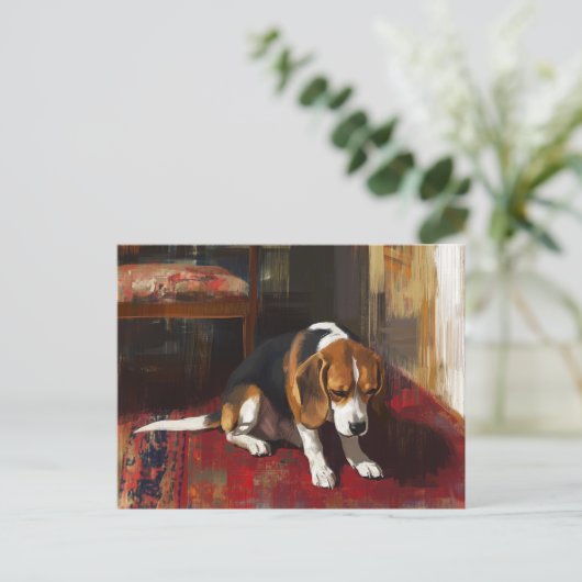Pensive Beagle Briefkaart (Staand voorkant)