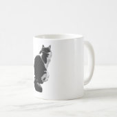 Pensive Cat Back Uitzicht Ink Art Mok (Voorkant rechts)