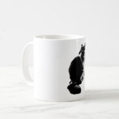 Pensive Cat Back Uitzicht Ink Art Mok (Voorkant links)