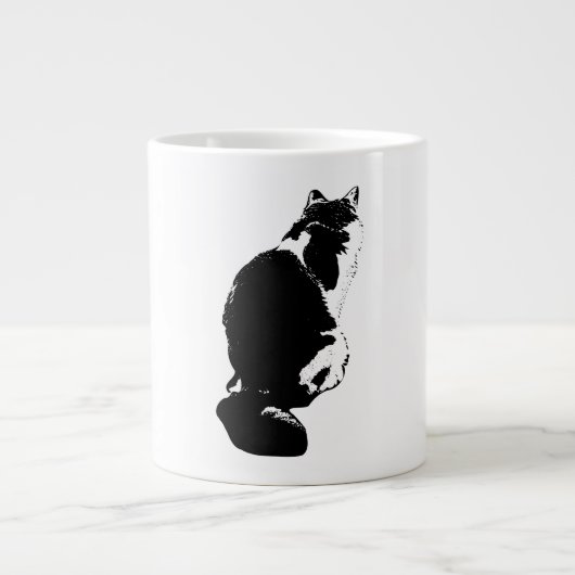 Pensive Cat Back Uitzicht Ink Art Mok (Voorkant)