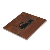 Pensive Cat Left Keramische Tegel Tegeltje (Zijkant)