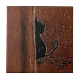 Pensive Cat Rechter Keramische Tegel Tegeltje