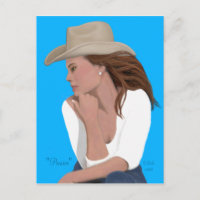 "Pensive" Cowgirl Briefkaart