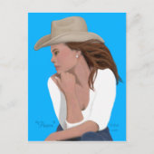 "Pensive" Cowgirl Briefkaart (Voorkant)
