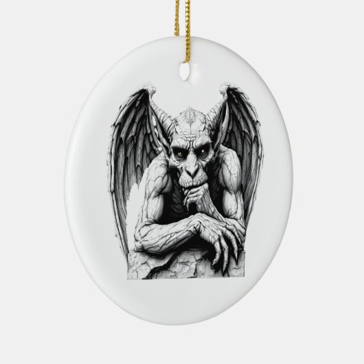 Pensive Gargoyle Keramisch Ornament (Rechts)