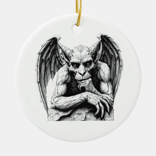 Pensive Gargoyle Keramisch Ornament (Voorkant)