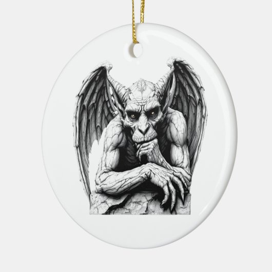Pensive Gargoyle Keramisch Ornament (Links)