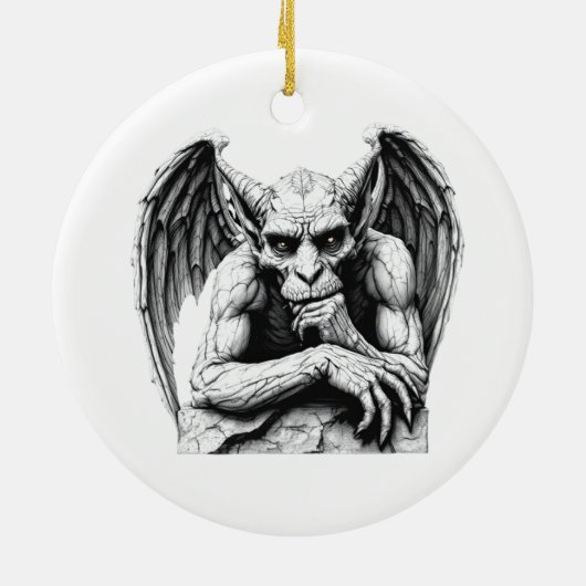 Pensive Gargoyle Keramisch Ornament (Achterkant)