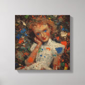Pensive Girl Portrait | expressionism Canvas Afdruk (Voorkant)