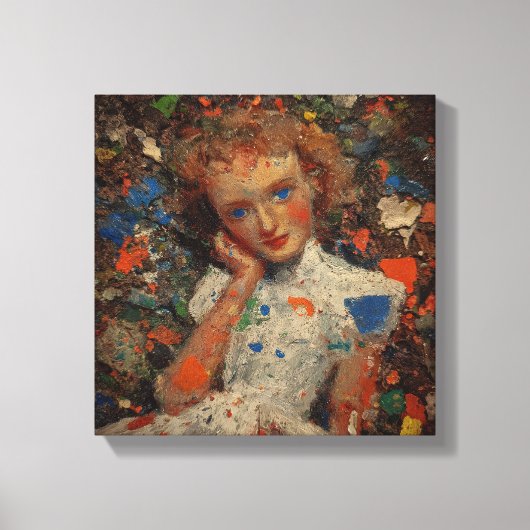 Pensive Girl Portrait | expressionism  Canvas Afdruk (Voorkant)