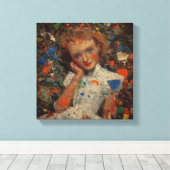 Pensive Girl Portrait | expressionism  Canvas Afdruk (Insitu (Houten vloer))