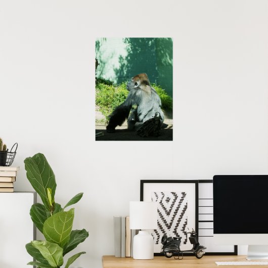 Pensive Gorilla Poster (Thuiskantoor)