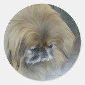 Pensive Pekingese Ronde Sticker (Voorkant)
