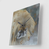 Pensive Pekingese Vierkante Klok (Hoek)