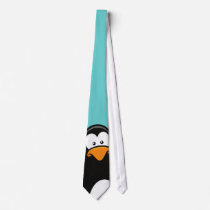 Pensive Penguin   Blauwgroen blauw Stropdas