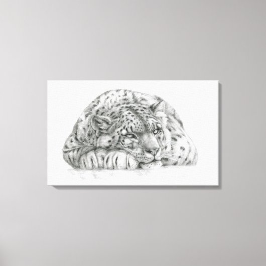 Pensive Snow Leopard door S. Ledneva-Schukina G008 Canvas Afdruk (Voorkant)