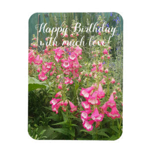 Penstemon Flower Garden floral Happy Birthday Magneet