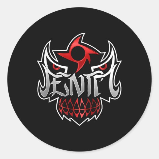 Penta masker in zwarte kleur _1 ronde sticker (Voorkant)