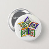 Penta-ster in bloemen ronde button 5,7 cm (Voorkant /achterkant)