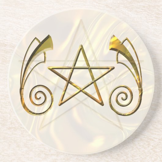 Pentacle Goldtone Zandsteen Onderzetter (Voorkant)
