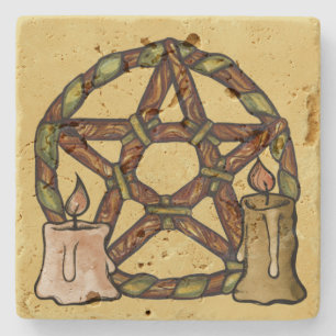 Pentacle Green Witch Blessed Be Witchcraft Artwork Stenen Onderzetter