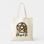 Pentacle Green Witch Blessed Be Witchcraft Artwork Tote Bag (Achterkant)