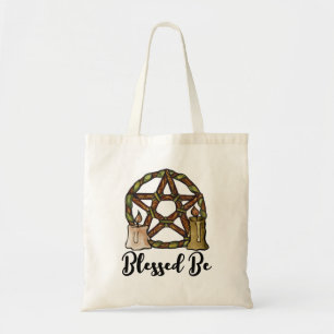 Pentacle Green Witch Blessed Be Witchcraft Artwork Tote Bag