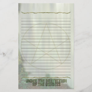 Pentacle, Lined, Protection of the Goddess Briefpapier