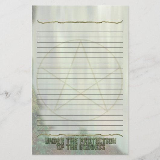 Pentacle, Lined, Protection of the Goddess Briefpapier (Voorkant)