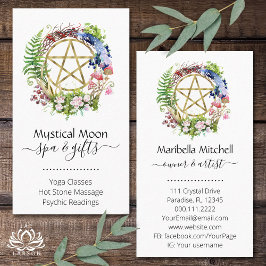 Pentacle Natuur Wreath Flowers Boho Visitekaartje