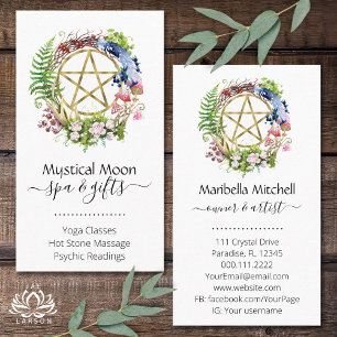 Pentacle Natuur Wreath Flowers Boho Visitekaartje