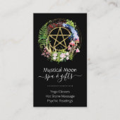 Pentacle Natuur Wreator Flowers Boho Black Visitekaartje (Voorkant)